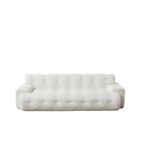 Cloud Series Minimalist Button Tufted Square Arm 3 Seater Sofa