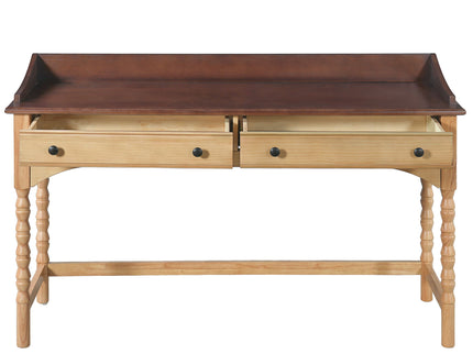 Writing Desk With 2 Storage Drawers, Workstation For Living Room - Brown / Natural