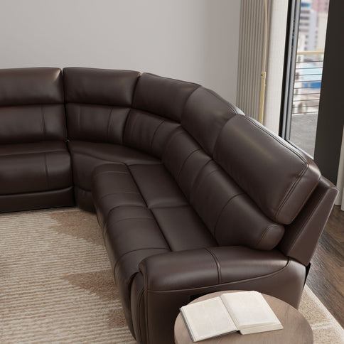 Brazil - Power Sectional With Adjustable Headrest & Footrest - Dark Brown