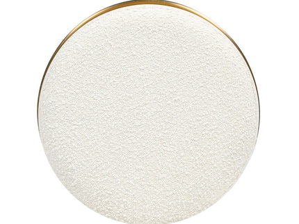 Nebula - Backless Round Upholstered Counter Stool With Burl - Ivory White