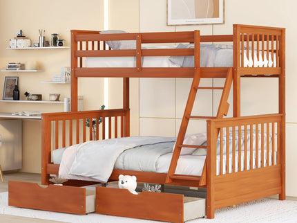 Bunk Bed With Ladders And 2 Storage Drawers