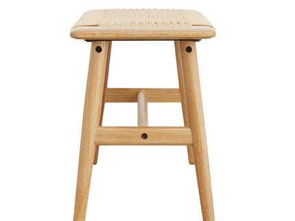 Woven Design Dining Bench For Dining Room, Bedroom - Natural Oak