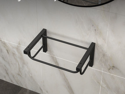 Wall Mounted Rectangular Bathroom Sink With 304 Stainless Steel Towel Bar & Overflow - White