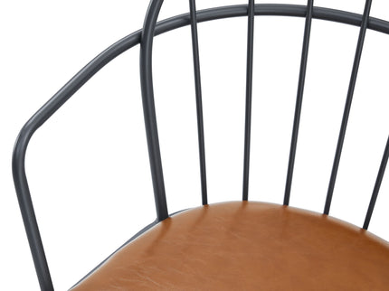 5 Piece Industrial Style Indoor Upholstered Dining Set With Metal Legs - Brown