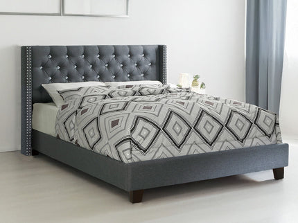 Contemporary Style Bed With Diamond Tufted Headboard