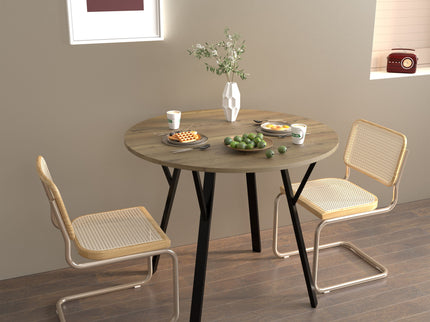 Round Dining Table, For 2 - 4 People - Rustic Brown