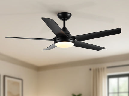 Ceiling Fan With Lights And Remote Control, Reversible DC Motor, 6 Speeds, 3 Cct Dimmable LED, Quiet Timer For Indoor - Black