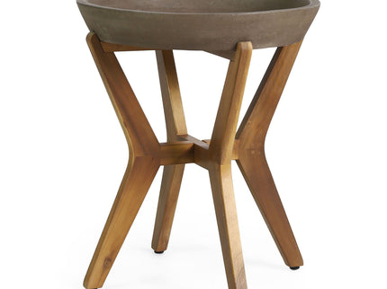 Yukon - Contemporary Side Table With Lightweight Concrete Top And Acacia Wood Frame - Gray