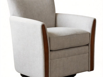 Swivel Accent 360° Rotating Armchair With Turntable Base For Living Room - Cream Beige