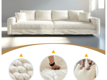 Deep Seat Convertible Sofa With Soft Pillows And Ottomans
