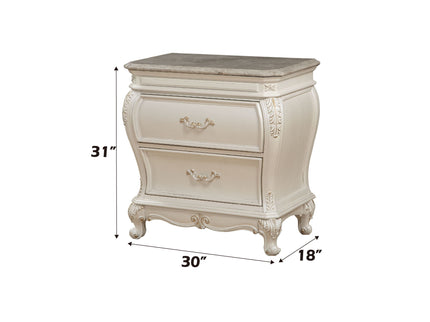 Chantelle - Nightstand With Granite Top - White