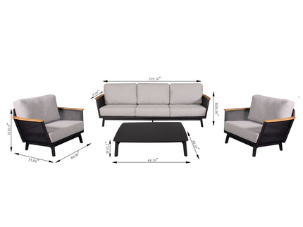 Sofa Set With Armrests - Black