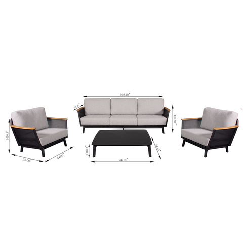 Sofa Set With Armrests - Black
