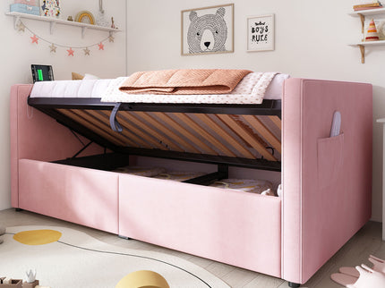 Upholstered Daybed With Hydraulic Storage And USB / Type - C Charging