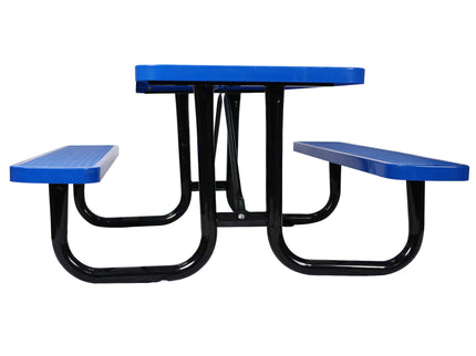 Rectangular Outdoor Steel Picnic Table With Umbrella Pole