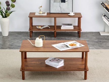 Modern 2 Tier Coffee Table With Open Storage Shelf For Living Room