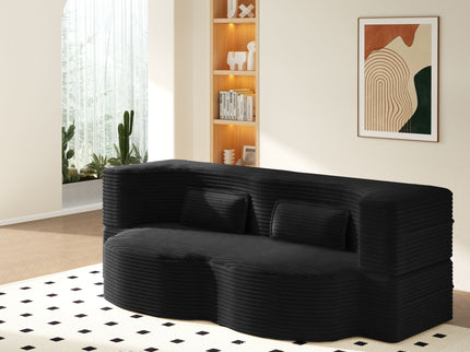 Modern Floor Sofa With 2 Pillows, Convertible Twin Size Folding Mattress For Living Room