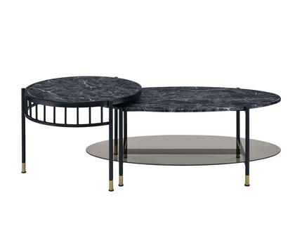 Silas - Engineered Stone Top Nesting Table - Black