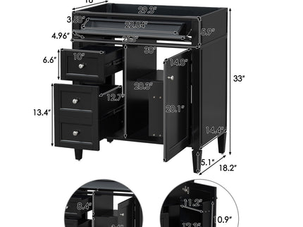 Bathroom Vanity With 2 Drawers And Tip-Out Drawer, Storage Cabinet