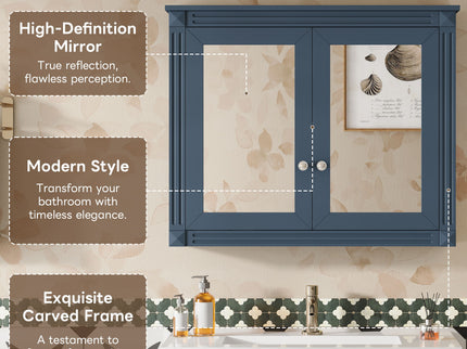 Wall-Mounted Medicine Cabinet With 2 Mirrors, Adjustable Shelves