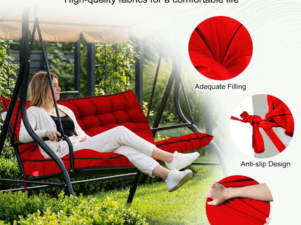 3 Seater Outdoor Porch Swing Cushion With Backrest, Waterproof