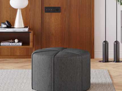 Contemporary Ottoman With Tonal Piping And Button Tuft Design