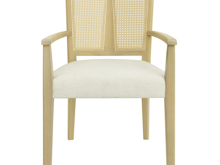 Mid Century Modern Arm Dining Chairs With Rattan Backrest