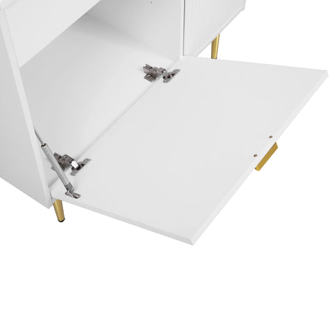 Bathroom Vanity With Sink, Storage Cabinet Soft Closing Door And Drop Down Compartment - White