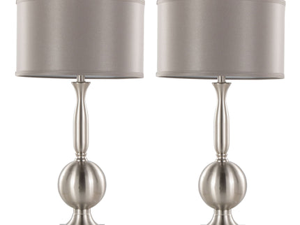 Joan - Contemporary Table Lamp (Set of 2) - Nickel / Gray Satin