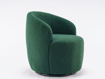 Teddy Fabric Swivel Accent Armchair Barrel Chair With Powder Coating Metal Ring
