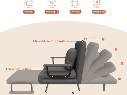 5 In 1 Folding Sofa Bed With 5 Position Adjustable Backrest