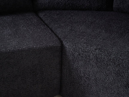 Modular Sectional Sofa With 6 Pillows And 4 Curved Footstools For Living Rooms - Black