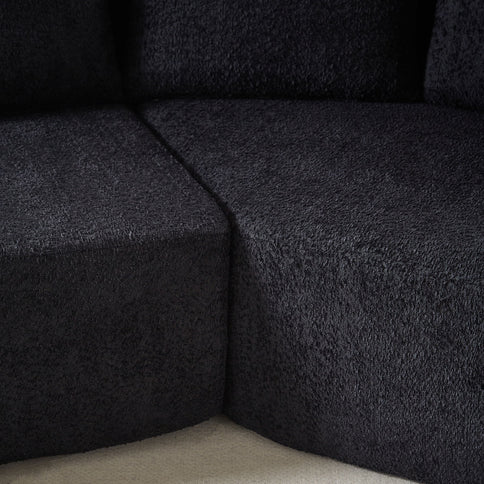 Modular Sectional Sofa With 6 Pillows And 4 Curved Footstools For Living Rooms - Black