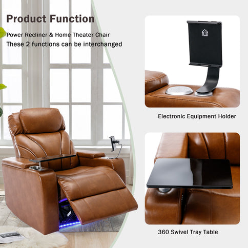Power Motion Recliner Electric Power Recliner With USB Charging Port, Hidden Arm Storage, Convenient Cup Holder And tooth Speaker