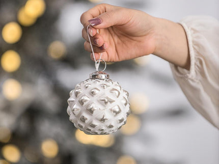 Christmas Ball Ornaments, Decorative Hanging Ball Christmas Tree Ornaments, For Holiday Party Decorations (Set of 12) - White