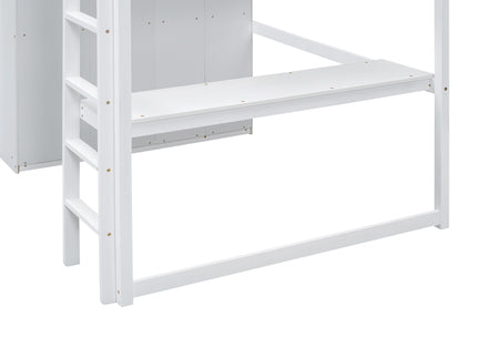 Loft Bed With Built In Wardrobe, Shelves And Drawers
