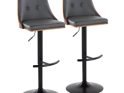 Gianna - Mid Century Modern Adjustable Barstool, Swivel With Rounded T Footrest (Set of 2)