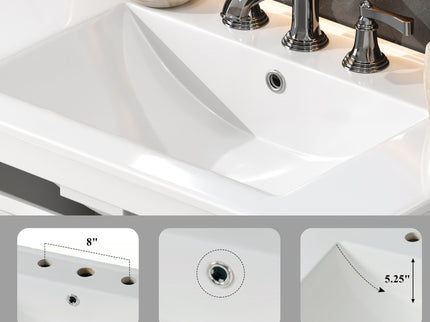 Bathroom Vanity With Ceramic Sink, Adjustable Shelf & Tip Out Tray