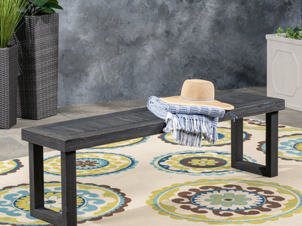 Realm - Outdoor Bench With Slat Panel Top And Base - Dark Gray