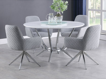 Flare - Arm Side Dining Chair With Tufting - Gray