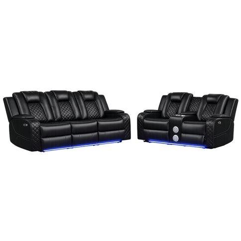 Benz - Power Recliner Set With LED Lighting And USB Charging