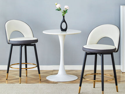 Upholstered Rotatable Bar Chair With Metal Legs For Dining Room