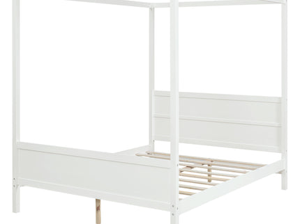 Canopy Platform Bed With Headboard And Footboard, Slat Support Leg