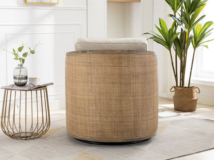 Barrel, Comfy Round Accent Sofa Chair With 360 Degree Swivel, Leisure Arm