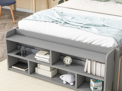 Bed With Bookcase Headboard, Under Bed Storage Drawers And Bed End Storage Case