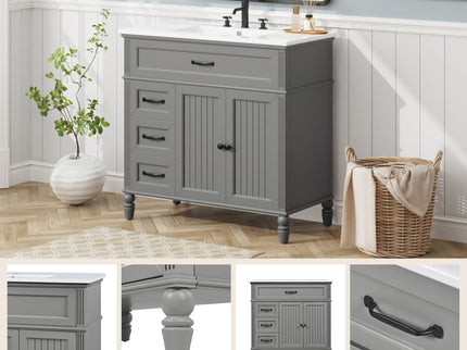 Bathroom Vanity With Sink, Freestanding Cabinet & Drawers