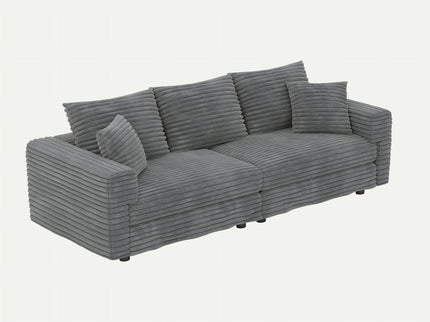 Convertible Deep Seat Sofa With Soft Pillows And Ottomans