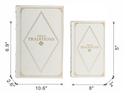 Book Boxes (Set of 2) - White / Gold