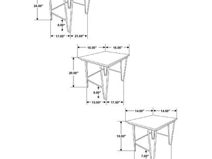 3 Piece Nesting Table With Hairpin Legs - Brown