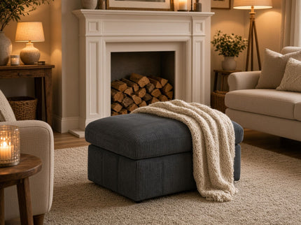 Oversized Ottoman Footrest Extra Seat Living Room - Dark Gray